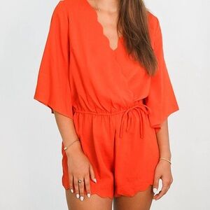 UMGEE Romper Size L Sun & Waves 3/4 Sleeve Romper Orange